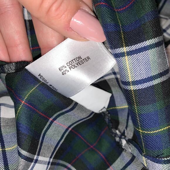 Orvis Women's Dark Green Plaid Button-Up Long-Sleeve Collar Shirt Size: 4 - Picture 9 of 12